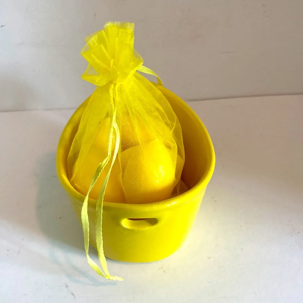 BOWL of LEMON Soaps for Bathroom or Kitchen Sink  GIFT SET